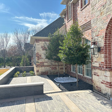 Capstone Retaining Wall and Concrete Paver Walkway Front Yard