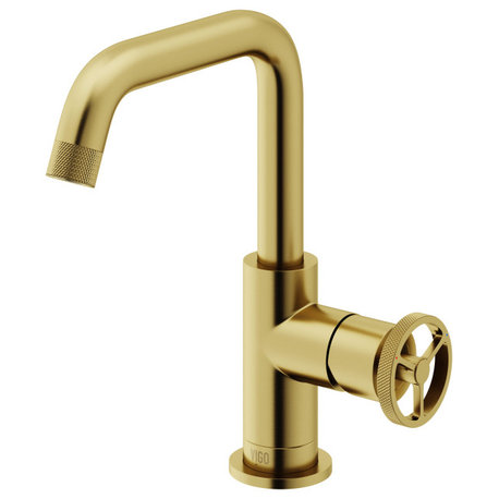 VIGO Cass Single Handle Single-Hole Bathroom Faucet, Matte Brushed Gold