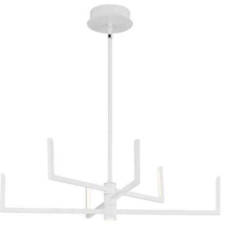 Pivot LED 6-Light Satin White Frosted Glass LED Modern Chandelier Light