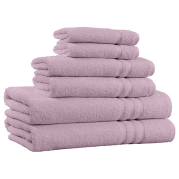100% Cotton 6-Piece Bath Towel Set - 650 GSM - Made in India, Lavender