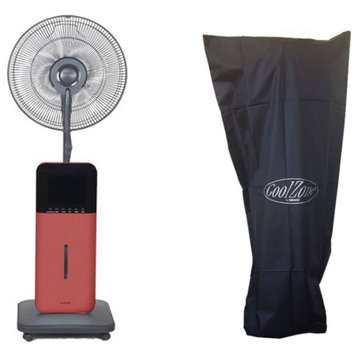 Misting Fan in Red with Bluetooth Technology & Black Polyester All-weather Cover
