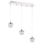 Kendal Lighting - Arika Series 15 Watt Integrated LED 3-Light Pendant Bar, Chrome - 3-Light LED Pendant Bar in a Chrome finish featuring etched cut glass