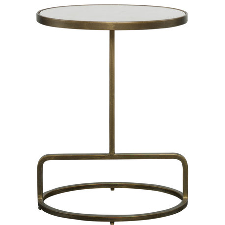 Jessenia White Marble Accent Table