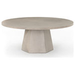 Four Hands - Bowman Outdoor Coffee Table - Grey concrete forms a faceted base for impact from every angle. A roomy, rounded top is ready to welcome guests indoors or out. Cover or store inside during inclement weather and when not in use.