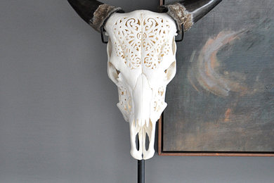 Hand Carved Cow Skull