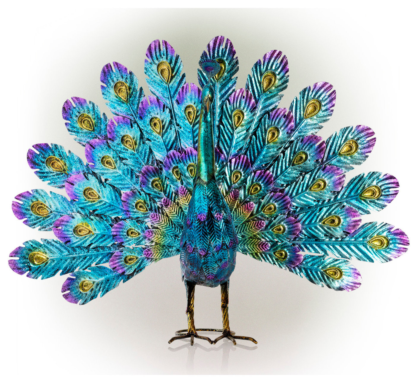 Alpine Corporation Metal Peacock Garden Statue