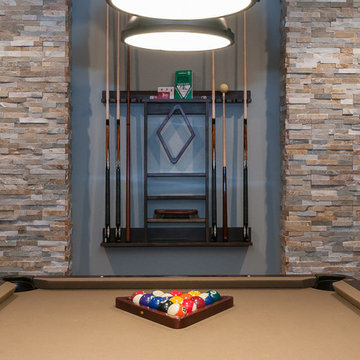 Basement Bar & Entertainment in Thorton Maple Saddle with pool table