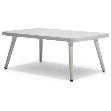 Source Furniture Aria Aluminum Frame Rectangular Coffee Table in White