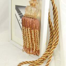 5 Colors QYM39 Polyester and Acrylic Curtain Tassel Tie Backs in Brown Color - Window Treatment Accessories