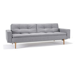 "Innovation" Dublexo Deluxe Begum Grey Sofa Bed / Arms / Light Wood Legs - Sofas