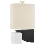 Hudson Valley Lighting - Construct 1-Light Table Lamp, Aged Brass, Beige Linen Shade - Features: