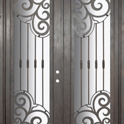 Barcelona 72x96 Forged Iron Double Door 14 Gauge Steel - Front Doors