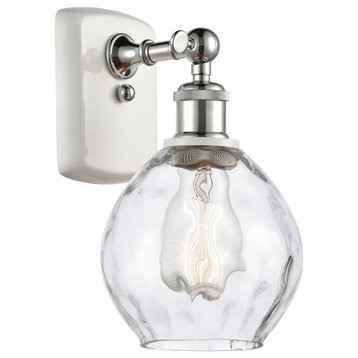 Small Waverly 1-Light Sconce, White and Polished Chrome, Clear