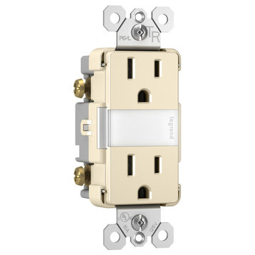 Night Light With Two 15A Tamper-Resistant Outlets, Light Almond