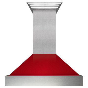 36" DuraSnow Stainless Steel Range Hood With Red Gloss Shell, 8654RG-36
