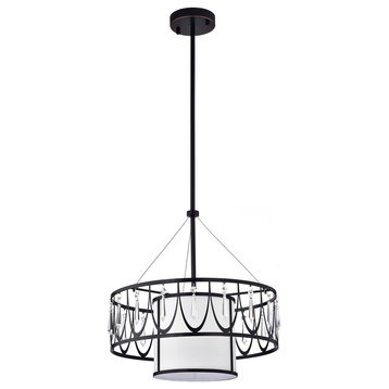 1-Light Finish Double Drum Shades Crystal Pendant Chandelier