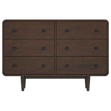 Clifford Mid-Century Modern Solid Wood Bedroom Dressers, 6-Drawer