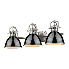 Golden Lighting 3602-BA3 PW-BK Duncan 3 Light Bath Vanity, Pewter