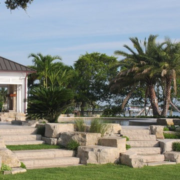 Outdoor Stone staircase and rock garden