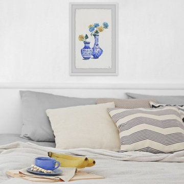 "Two Vases with Flowers" Framed Painting Print