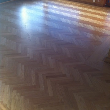 Refinish herringbone oak floors