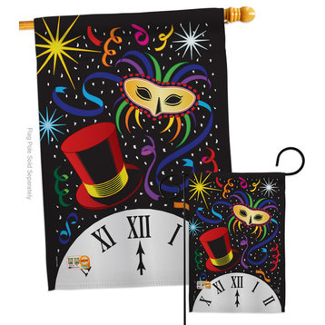 Mid Night Winter New Year Flags Set