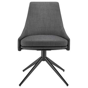 Signa Side Chair, Charcoal Fabric With Black Steel Base Set of 1