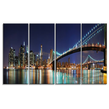 "Brooklyn Bridge Panorama" Cityscape Photo Canvas Print, 4 Panels, 48"x28"