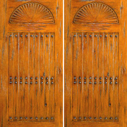 Knotty Alder Exterior Double Door, Southwest Home, Clavos - Front Doors