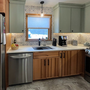2-Tone Kitchen Design with Pistachio Painted and Hickory Stained Cabinetry