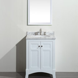 24 inch White Bathroom Vanity, with White Marble Carrera Top - Bathroom Vanities And Sink Consoles