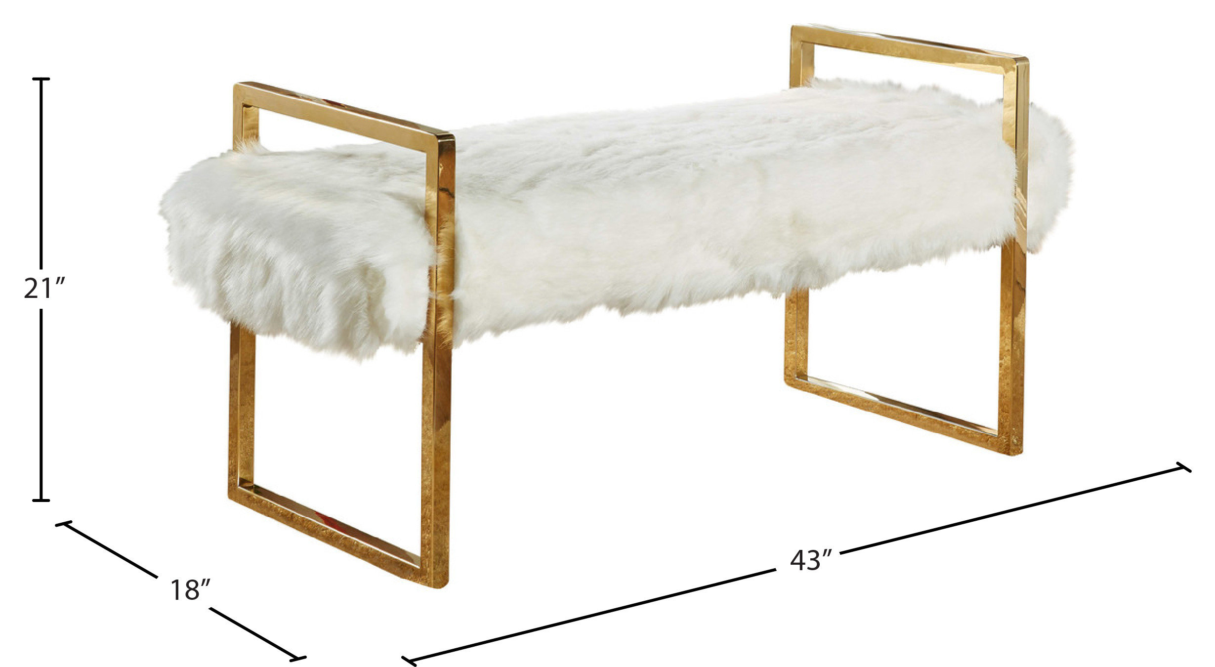 Chloe Faux Fur Upholstered Bench, White