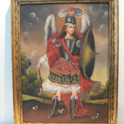 Vtg Colonial Oil Painting of St Michael - Products
