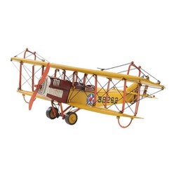 1918 AJ015 Yellow Curtiss JN-4 1:24 Scale Airplane Model - Decorative Objects And Figurines