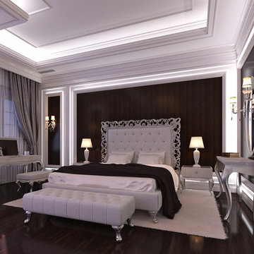 Luxury neoclassical bedroom interior. Bedroom in the H Residence