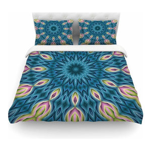 104 x 88, Kess InHouse Robin Dickinson Love Life Blue SkyKing Cotton Duvet Cover