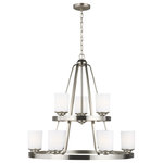 Sea Gull - Sea Gull Kemal 9-LT Chandelier 3130709EN3-962 - Brushed Nickel - The subtle wagon wheel design of the Kemal lighting family allows this traditional design to easily fit into any d�cor.