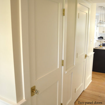Flat panel doors with shaker style casing.