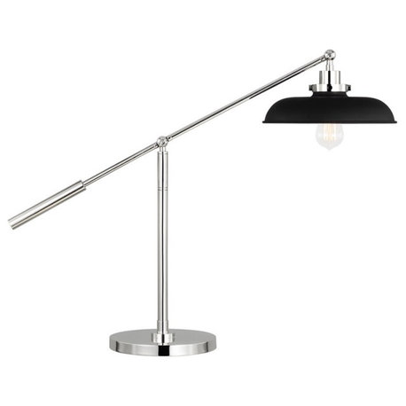 Chapman & Myers Wellfleet 1-Light Wide Desk Lamp CT1111MBKPN1, Midnight Black