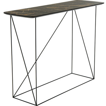 Rylee Rectangle Console Table, Dark Gray Brown, Black