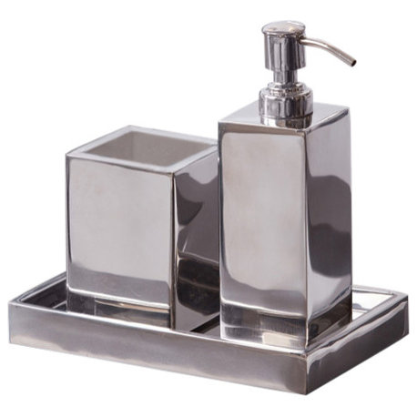 Modern Bath Shiny  3-Piece Bathroom Accessory Set