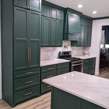 Billiard green kitchen