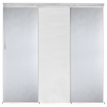 Chauky White-Dappled Iron 3-Panel Track Extendable Vertical Blinds 36-66"x94"