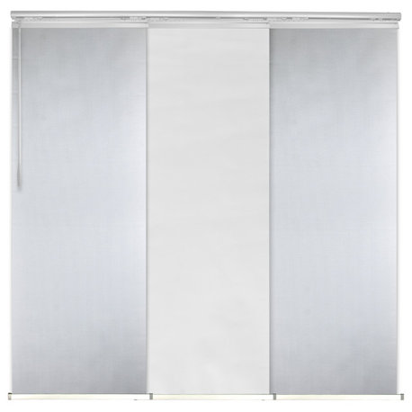 Chauky White-Dappled Iron 3-Panel Track Extendable Vertical Blinds 36-66"x94"