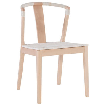 Linon Dane Solid Wood and Rush Dining Chair in Natural