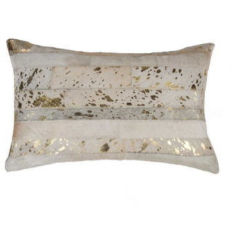 12" X 20" X 5" Natural And Gold  Pillow