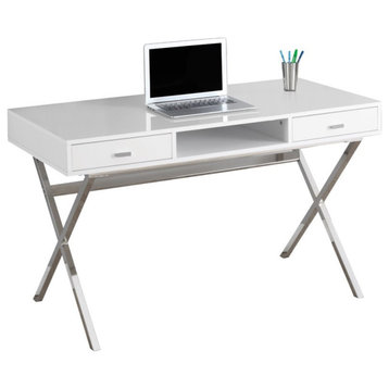 Computer Desk Home Office Laptop 48"L Work Metal Glossy White