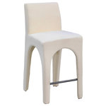 Meridian Furniture - Gramercy Linen Textured Fabric Stool, Beige - Give your kitchen counter or home bar a makeover with these beige Gramercy linen textured fabric bar/counter stools. Rich beige linen textured fabric upholstery feels comfortable to the touch, helping ensure that these stools quickly become everyone's favorite seat. The arched iron inner frame complements the pair's art deco look, while the low-back design ensures an inviting seating experience. With a convenient footrail for resting your feet, these stools offer both style and practicality.