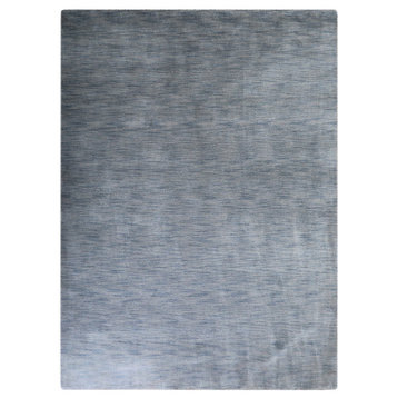Hand Knotted Loom Wool Area Rug Solid Light Blue, [Rectangle] 3'x5'