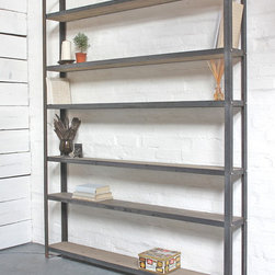Tom Reclaimed Scaffolding Boards and Dark Steel Framed Free Standing Shelves - Bookcases